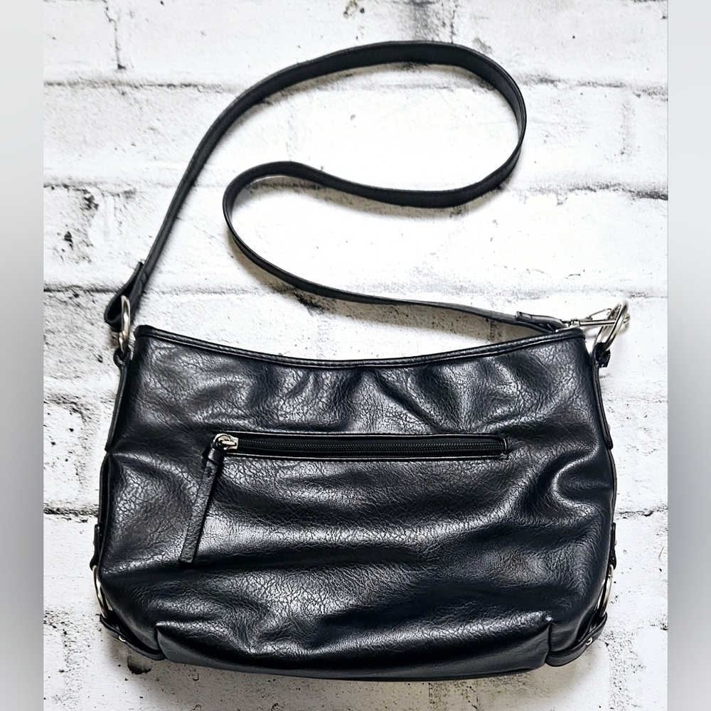 Kate and Mel Black Shoulder Bag Slouchy Hobo Purse Silver Hardware